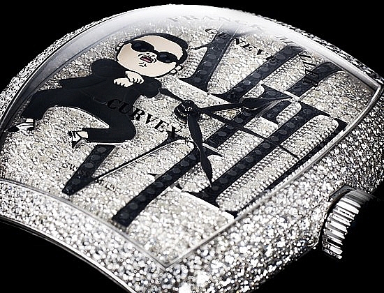 The platinum fake watches are decorated with diamonds.